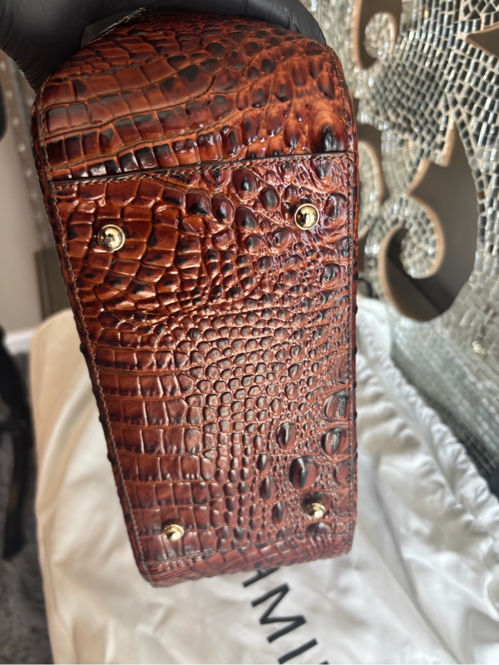 ⭐️Brahmin Deep Chestnut Croc-Embossed Satchel - Picture 8 of 12